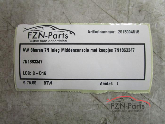 VW Sharan 7N Inleg Middenconsole Met Knopjes