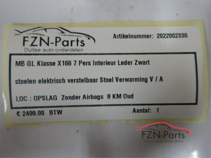 Mercedes-Benz GL-Klasse X166 7 Pers Interieur Leder Zwart Stoelen Elektrisch Verstelbaar L/R Memory Stoel Verwarming V/A Zonder Airbags