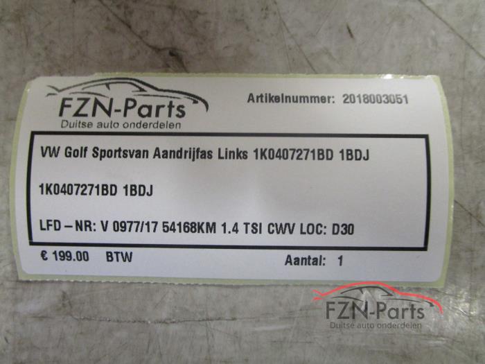 VW Golf Sportsvan Aandrijfas Links