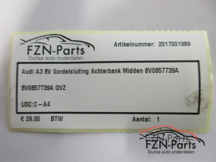 Audi A3 8V Gordelsluiting Achterbank Midden
