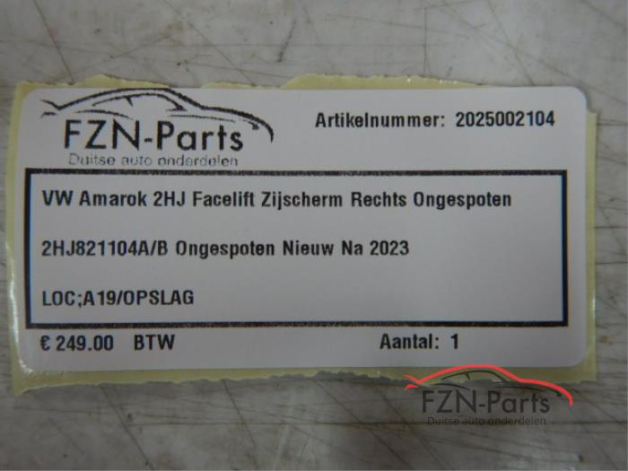 VW Amarok 2HJ Facelift Zijscherm Spatscherm Rechts Ongespoten