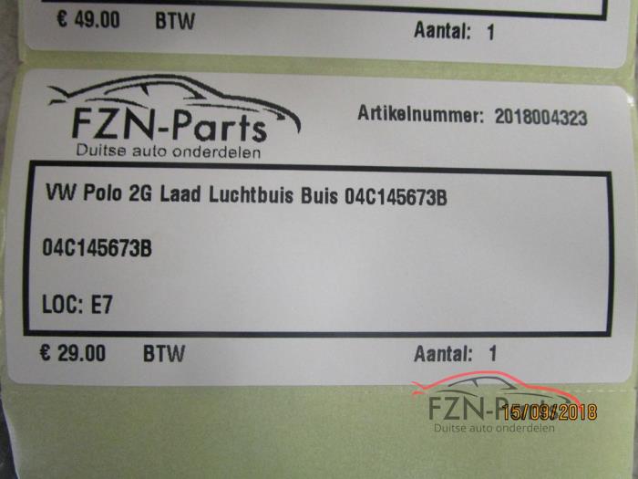 VW Polo 2G Laad Luchtbuis Buis
