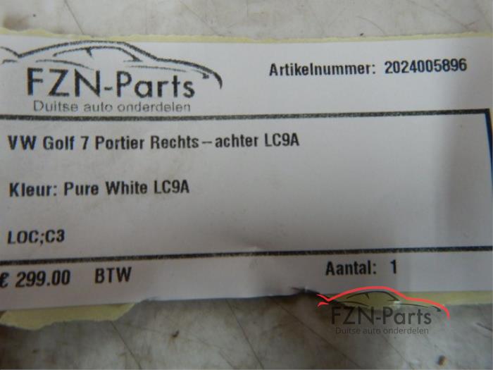 VW Golf 7 Portier Rechts-achter LC9A Pure white