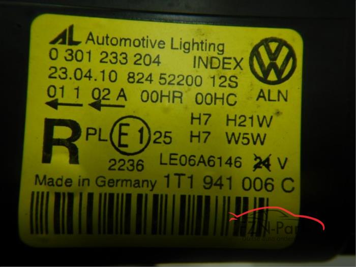 VW Touran 1T Koplamp H7 Rechts