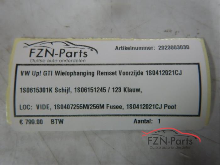 VW UP! GTI Wielophanging Remset Voorzijde