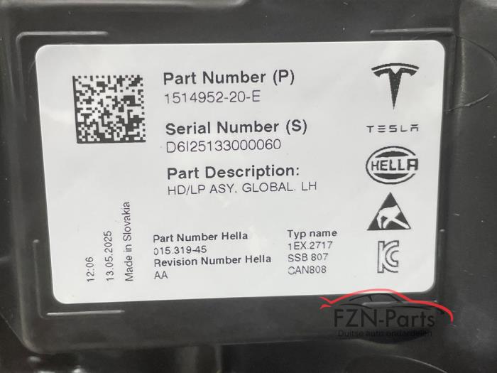 Tesla Model 3 Koplamp volled Links