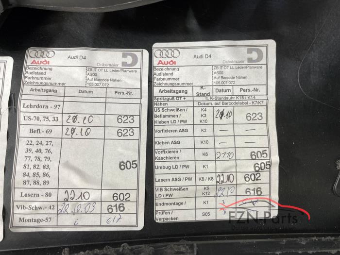 Audi A8 4H Dashboard Leer Leder Leren Grijs Los
