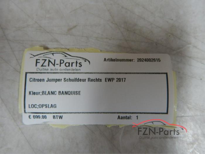 Citroen Jumper Schuifdeur Rechts 2017 Blanc Banquise