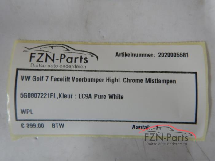 VW Golf 7 Facelift voorbumper High-Line Chrome Mistlampen