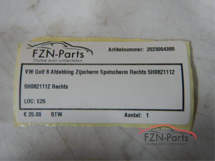 VW Golf 8 Afdekking Zijscherm Spatscherm Rechts