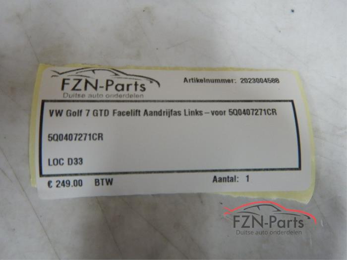 VW Golf 7 GTD Facelift Aandrijfas Links-Voor