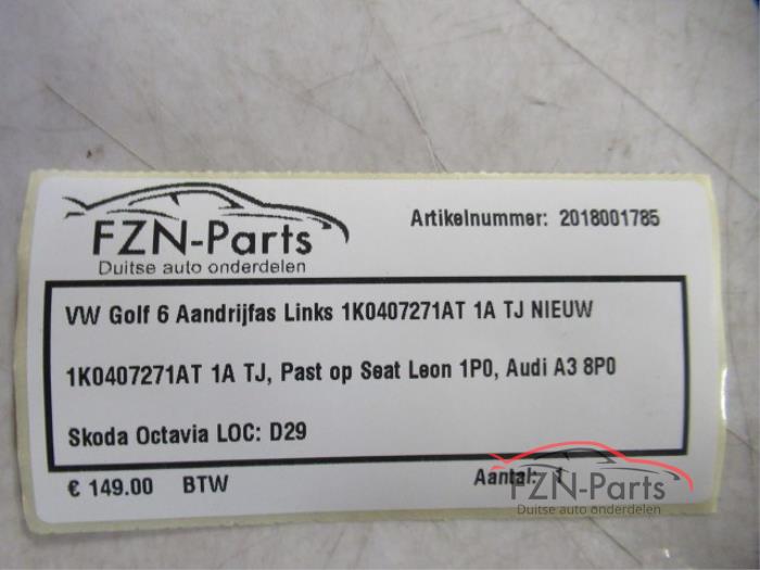 VW Golf 6 Andrijfas Links Nieuw