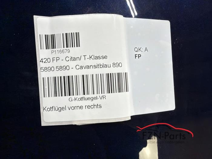 Mercedes-Benz Citan 420 Zijscherm spatscherm rechts blauw