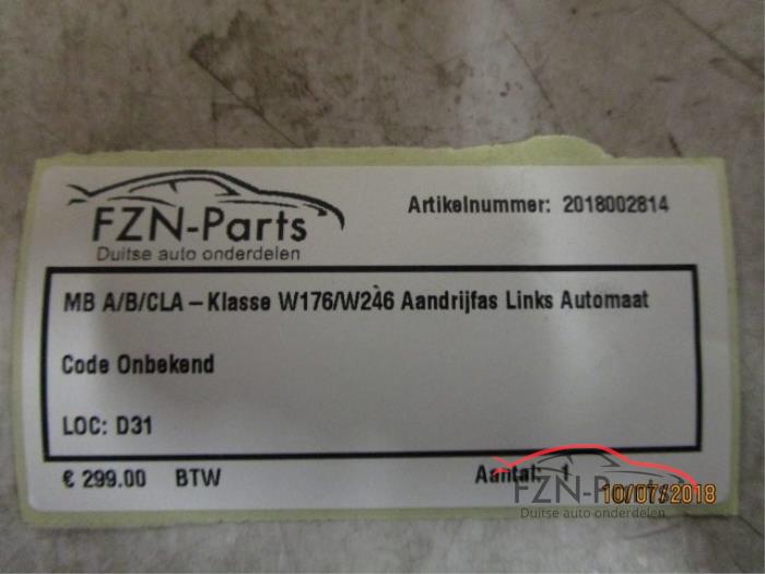 Mercedes-Benz A/B/CLA-Klasse W176/W246 Aandrijfas Links