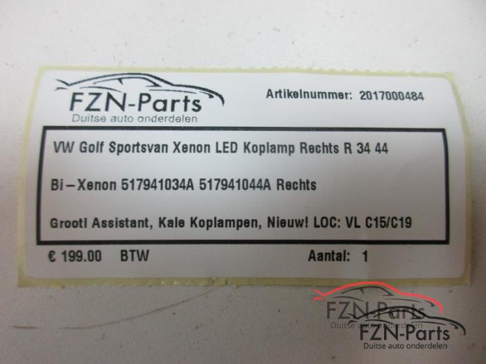 Koplamp rechts Volkswagen Golf Sportsvan (23587340)