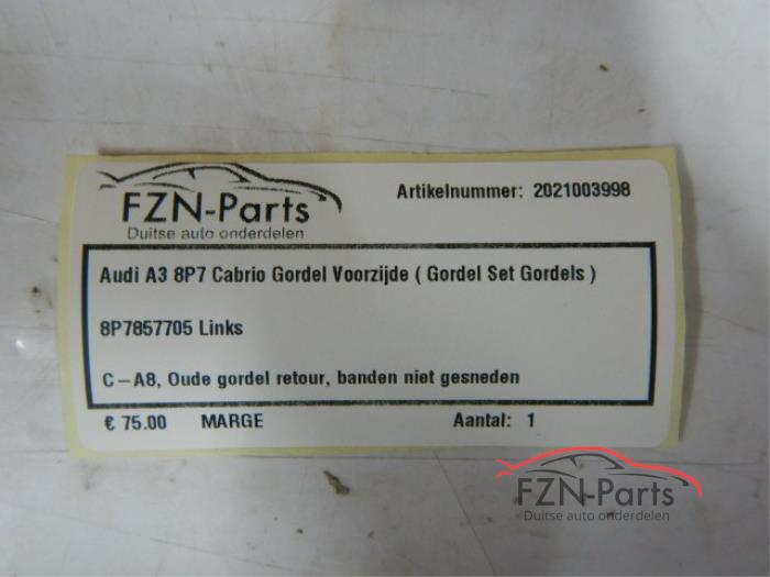 Audi A3 8P7 Gordel links voor