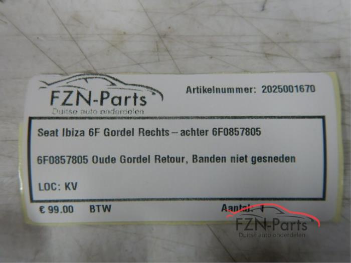 Seat ibiza 6f gordel rechts-achter