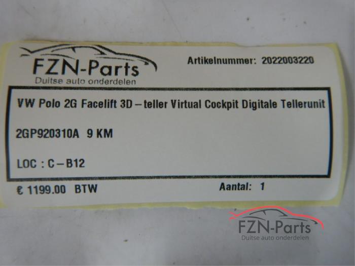VW Polo 2G FL 3D Teller Virtual cockpit Digitaal