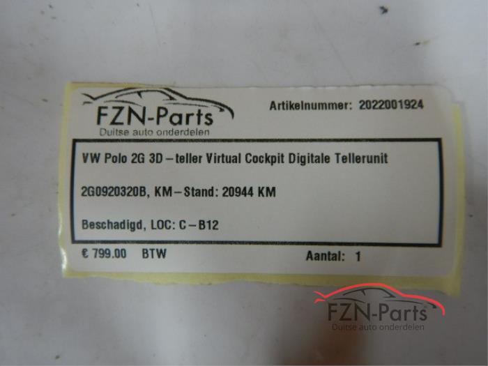 VW Polo 2G 3D-Teller Virtual cockpit Digitaal