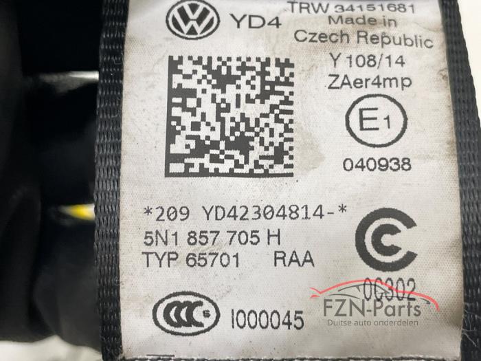 VW Tiguan 5N0 Gordel links voor