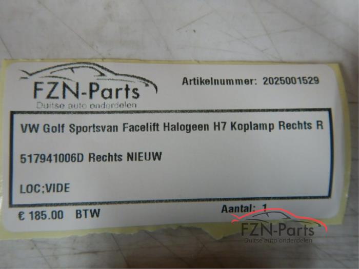 VW Golf Sportsvan Facelift Halogeen H7 Koplamp Links
