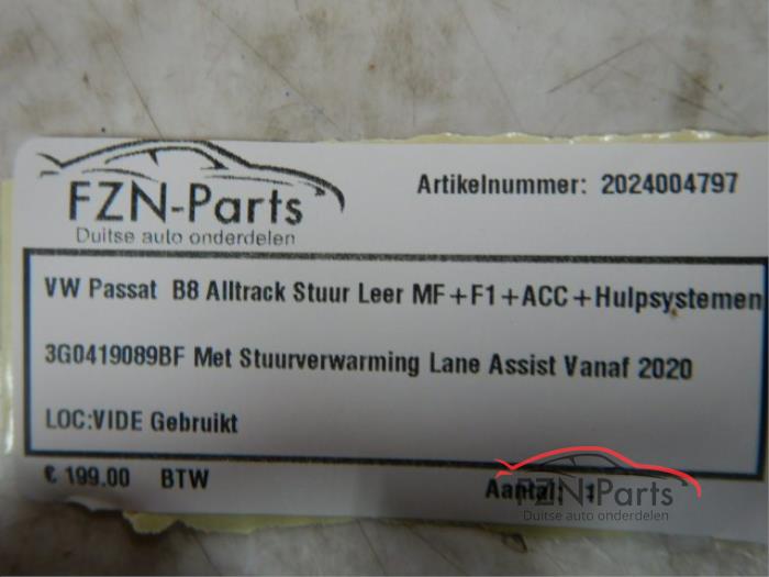 VW Passat B8 Alltrack Stuur Leer MF+F1+ACC+Hulpsystemen