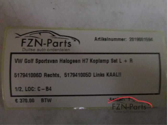 VW Golf Sportsvan Facelift Halogeen H7 Koplamp Set