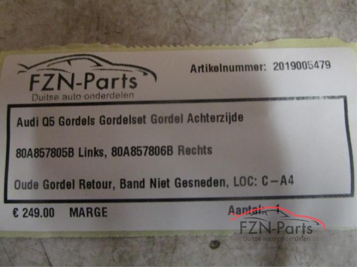 Audi Q5 Gordels Gordelset Gordel Achterzijde