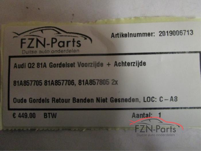 Audi Q2 81A Gordelset voorzijde + Achterzijde