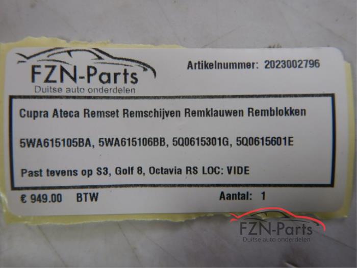 Cupra Ateca Remset Remschijven Remklauwen Remblokken