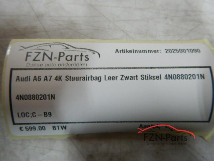Audi A6 A7 A8 4K 4N Stuurairbag Leer Zwart Stiksel