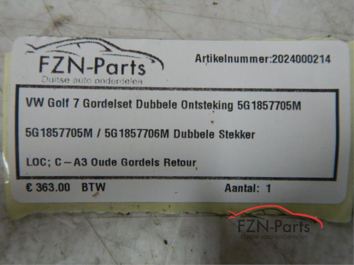VW Golf 7 Gordelset Dubbele Onsteking
