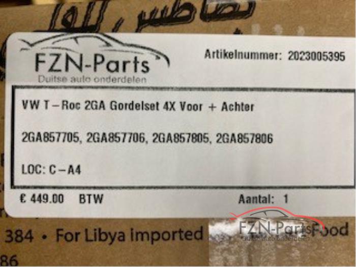 Veiligheidsgordel set voor + achter Volkswagen T-Roc (23883494)