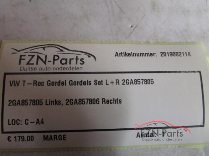 VW T-Roc 2GA Gordel set links rechts voorzijde