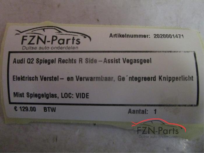 Audi Q2 Spiegel Rechts R Side-Assist Vegasgeel