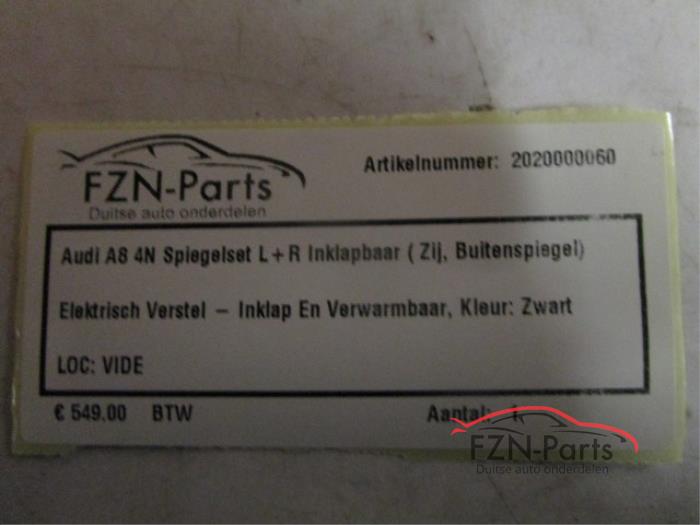 Audi A8 4N Spiegel set links rechts Zwart LY9B