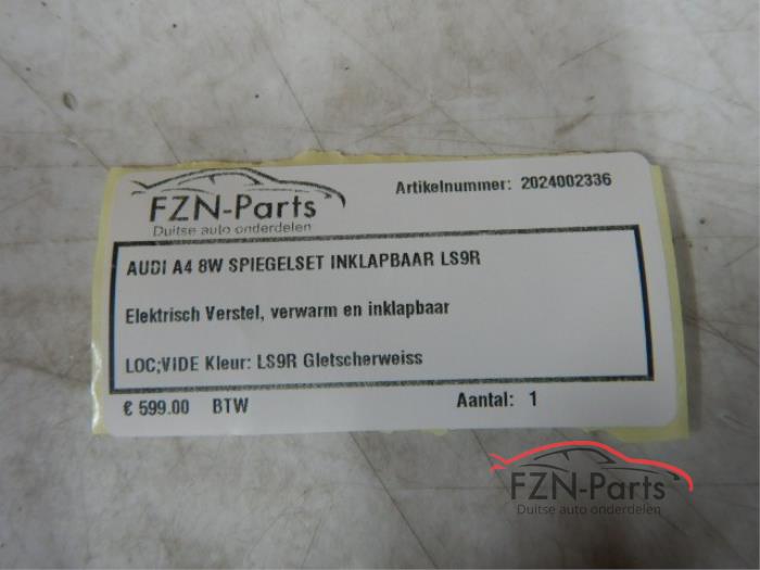 Audi A4 8W Spiegel set links rechts inklapbaar wit