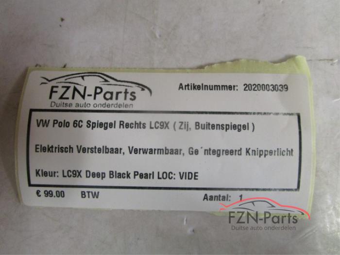 VW Polo 6C Spiegel Rechts LC9X ( Zij buiten spiegel )