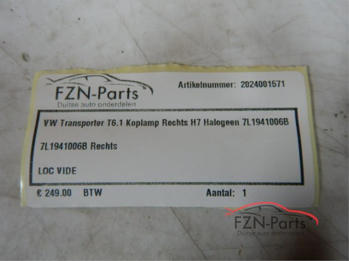 VW Transporter T6.1 Koplamp rechts H7