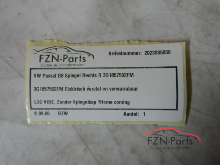 VW Passat B8 Spiegel Rechts R