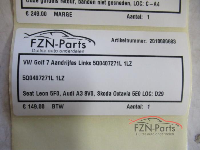 VW Golf 7 Aandrijfas links-voor