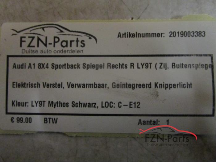Audi A1 8X4 Sportback Spiegel Rechts LY9T