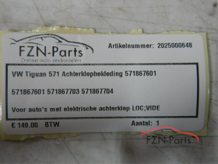 VW Tiguan 571 Tailgate Trim Satin Black