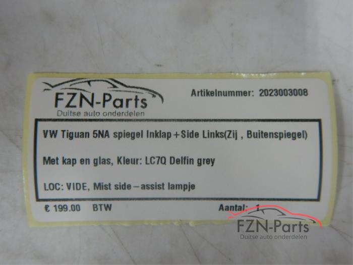 VW Tiguan 5NA Spiegel Links Inklap+Side (Zij,Buitenspiegel)