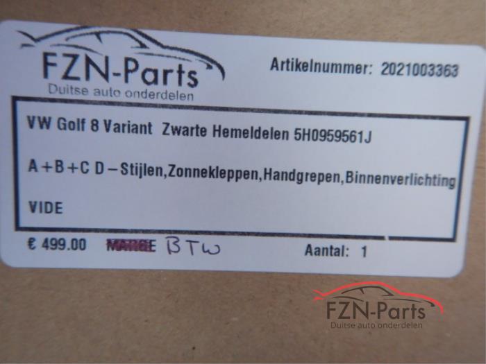 VW Golf 8 Variant Zwart Hemeldelen set compleet