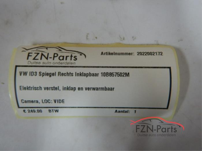 VW ID3 Zij buiten spiegel rechts