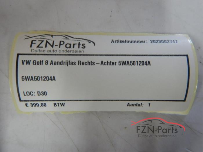 VW Golf 8 Aandrijfas Rechts-Achter