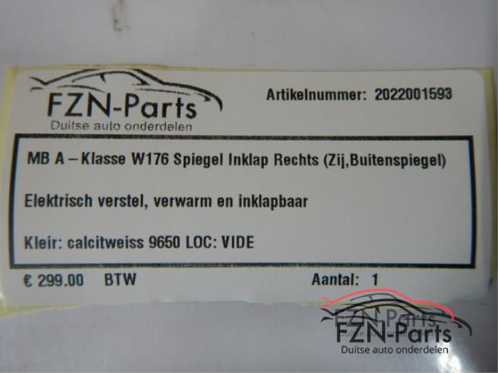 Mercedes-Benz A-Klasse W176 Spiegel Inklap Rechts