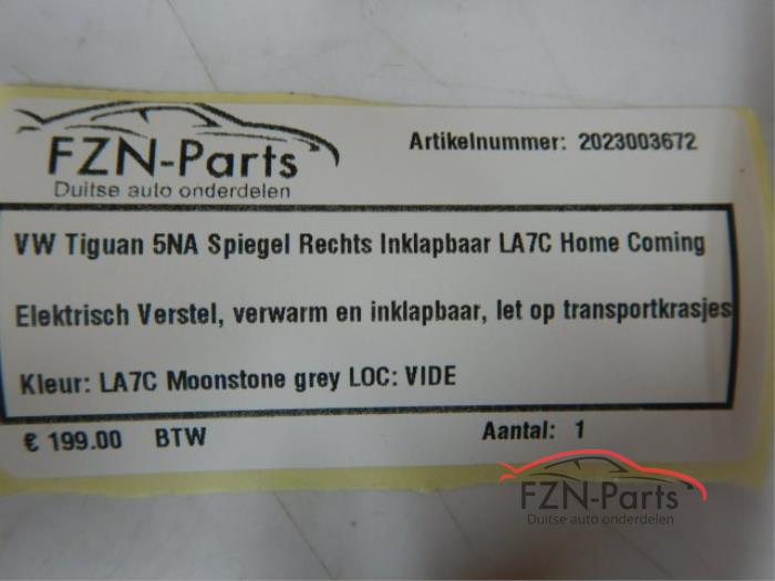 VW Tiguan 5NA Spiegel Rechts Inklapbaar LA7C