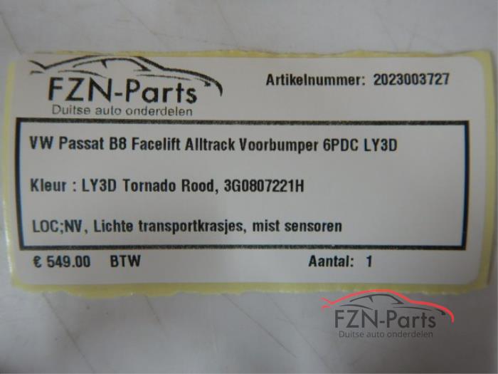 VW Passat B8 Facelift Alltrack Voorbumper 6PDC LY3D